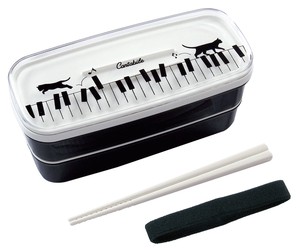 Lunch Box 2 Steps Chopstick Attached cat Piano