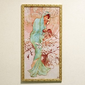 イタリア製 アートフレーム ミュシャ ムハ 冬 額絵 アールヌーボー 壁掛