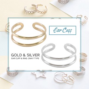 Clip-On Earrings sliver Ear Cuff 2Way Rings Ladies