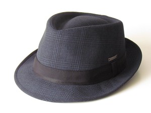 【帽子】【メンズ】【日本製】グレンチェックマニッシュ「200123」中折れ帽子 中折れハット春夏SS