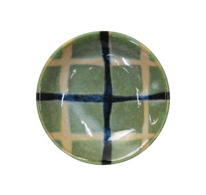 Brushcolorグリーン格子小皿　MN−952