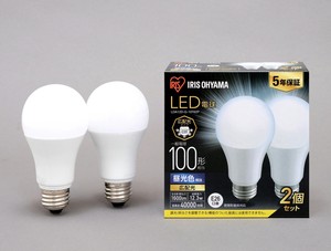 【アイリスオーヤマ　LED電球】　LED電球 E26 広配光2P昼光色100形（1600lm）