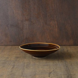 小田陶器 櫛目(kushime) 16cm深皿 アメ釉[日本製/美濃焼/和食器]