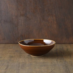 小田陶器 櫛目(kushime) 13cm小鉢 アメ釉[日本製/美濃焼/和食器]