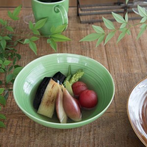 小田陶器 櫛目(kushime) 17cm中鉢 緑釉(はま6cm)[日本製/美濃焼/和食器]