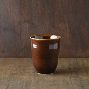小田陶器 櫛目(kushime) 8.5cmフリーカップ アメ釉[日本製/美濃焼/和食器]