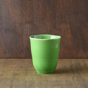 小田陶器 櫛目(kushime) 8.5cmフリーカップ 緑釉[日本製/美濃焼/和食器]
