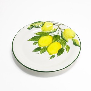 イタリア製 レモン柄 食器 陶器 ディナープレート 黄色 トレイ ケーキ皿 26cm