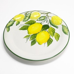 イタリア製 レモン柄 食器 陶器製 ディナープレート 黄色  立体 トレイ  30cm