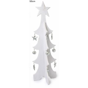 【特価】ウッドクリスマスツリー ホワイト 50cm
