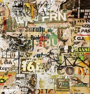 キャンバスパネル Art Panel　Binkski Grunge Background with Old Torn Posters