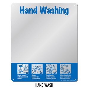 MIRROR SIGN【HAND WASH】プレート サイン 鏡 ミラー 3M アメリカン雑貨