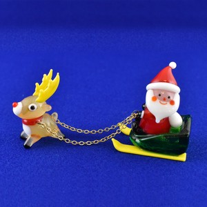 "Glass Figurine Object" Reindeer Santa