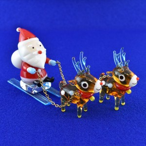 "Glass Figurine Object" Santa Reindeer