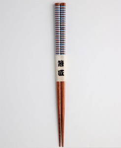 青と白の縞模様柄【木製】chopstick/先角箸Striped pattern黒白