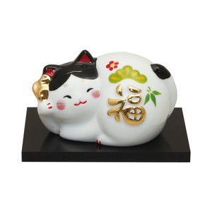 "Fukumaru" Bicolor Cat Ornament Pottery