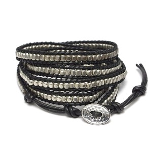 Leather Bracelet sliver black