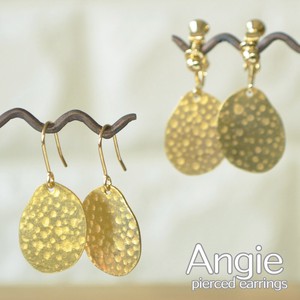 再入荷【Angie】 無垢真鍮 平面サンドドロップ ゴールド ピアス／イヤリング 4タイプ。