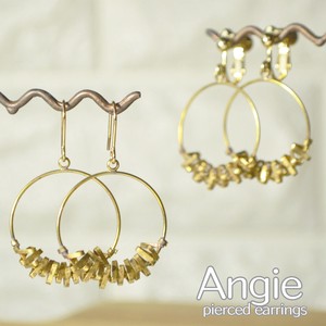 再入荷【Angie】 無垢真鍮 メニーさざれサークル ゴールド ピアス／イヤリング 4タイプ。