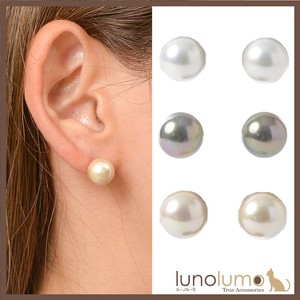 Majolica Pearl Luca Pearl Pierced Earring Gray Gold Spain 10mm