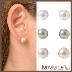Majolica Pearl Luca Pearl Pierced Earring Gray Gold Spain 8mm