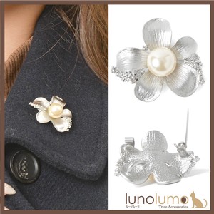 Brooch Pearl Flower sliver White Rhinestone Ladies' Brooch