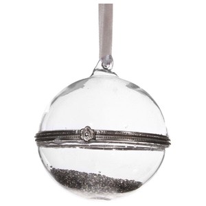 ガラスオープンボール シルバー 6cm オーナメント クリスマス ツリー アクセサリー プレゼント