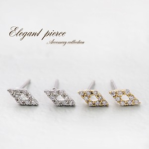 Pierced Earrings Titanium Post Cubic Zirconia Design sliver Simple