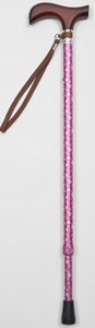 夢ライフステッキ　柄杖伸縮型（スリムタイプ） 小花ピンク