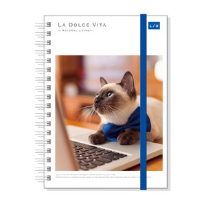 Photo Series Attached Hard Cover Ring Notebook Tie Pin Cat