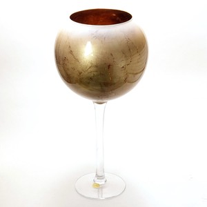 イタリア製 ナポリ ガラス 花器 ゴールド リーフ 金箔 モダン ワイングラス