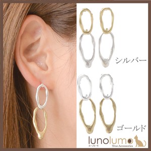 SALE Pierced Earring Ladies Gold Silver Metal Two Tone Color Oval Elase
