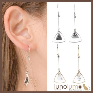 SALE Pierced Earring Ladies Gold Silver Metal Triangle Triangle Bijou Glitter