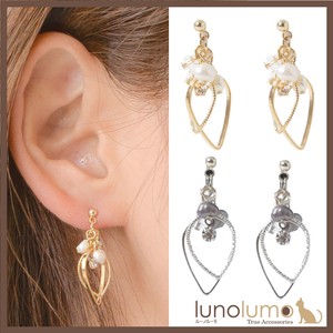 SALE Pierced Earring Fresh Water Pearl Pearl Ladies Gold Silver Metal type Elegance