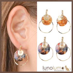 Pierced Earring Ladies Marble Circle Metal Orange Multi-Color Casual