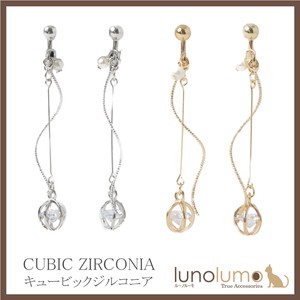 Earring Cubic Zirconia Gold Silver Wave Long Earring Elegance