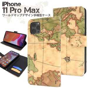 スタイリッシュな地図デザイン！　iPhone 11 Pro Max用ワールドマップデザイン手帳型ケース