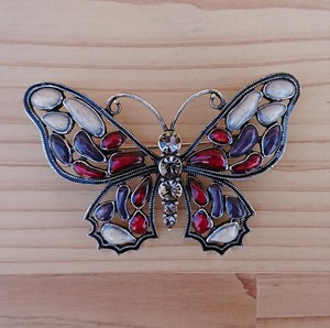 Brooch Red Butterfly Cloisonne