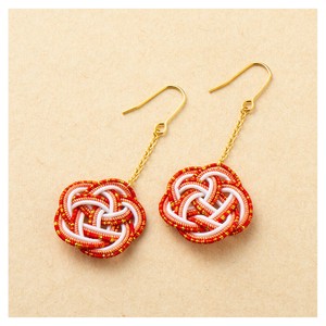Pierced Earrings Gold Post Stainless Steel Mizuhiki Knot Made in Japan