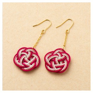 Pierced Earring Gold Post Stainless Steel Mizuhiki Knot Made in Japan