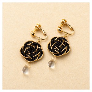 Clip-On Earring Gold Post Earrings Mizuhiki Knot Made in Japan