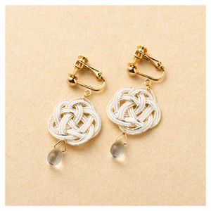 Clip-On Earring Gold Post Mizuhiki Knot Made in Japan