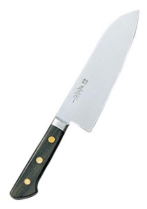 正広作（日本鋼・ツバ付）三徳型　牛刀　17．5cm