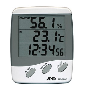 A＆D　時計付き　温湿度計　AD5680