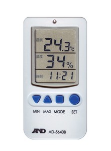 A＆D　時計付　デジタル温湿度計　AD−5640B