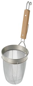 TS　18-8　木柄　ラーメン専用パワーてぼ　フチ高 8メッシュ 31890