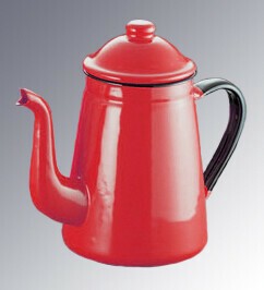 キリン印　ホーロー　コーヒーポット　赤