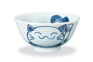 Kutani ware Rice Bowl Beckoning Cat