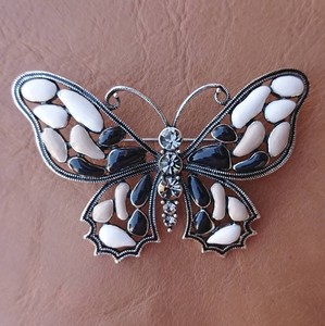 Brooch Butterfly Cloisonne black