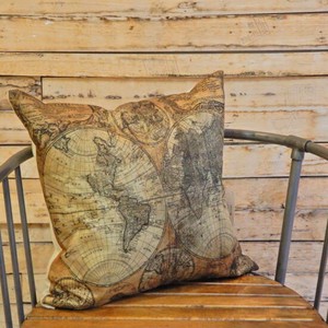 Style Old Map Cushion Cover 6 4 5 4